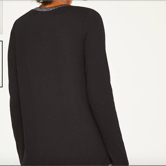 NWT LOFT Black W/Christmas Merry and Bright Graphic Long Sleeve Tee - Picture 5 of 10